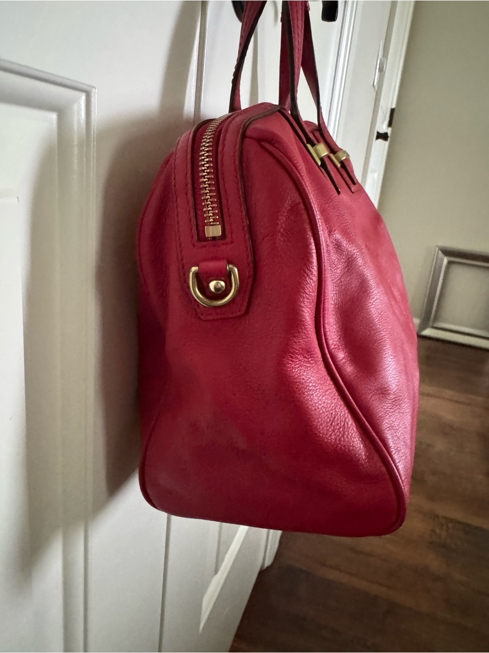 Coach Red Leather Top-Handle Satchel with Gold-Tone Accents - Picture 2 of 8